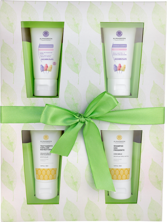 Almagreen -  CONFEZIONE REGALO: KIT CORPO E CAPELLI “ZUCCHERO FILATO”