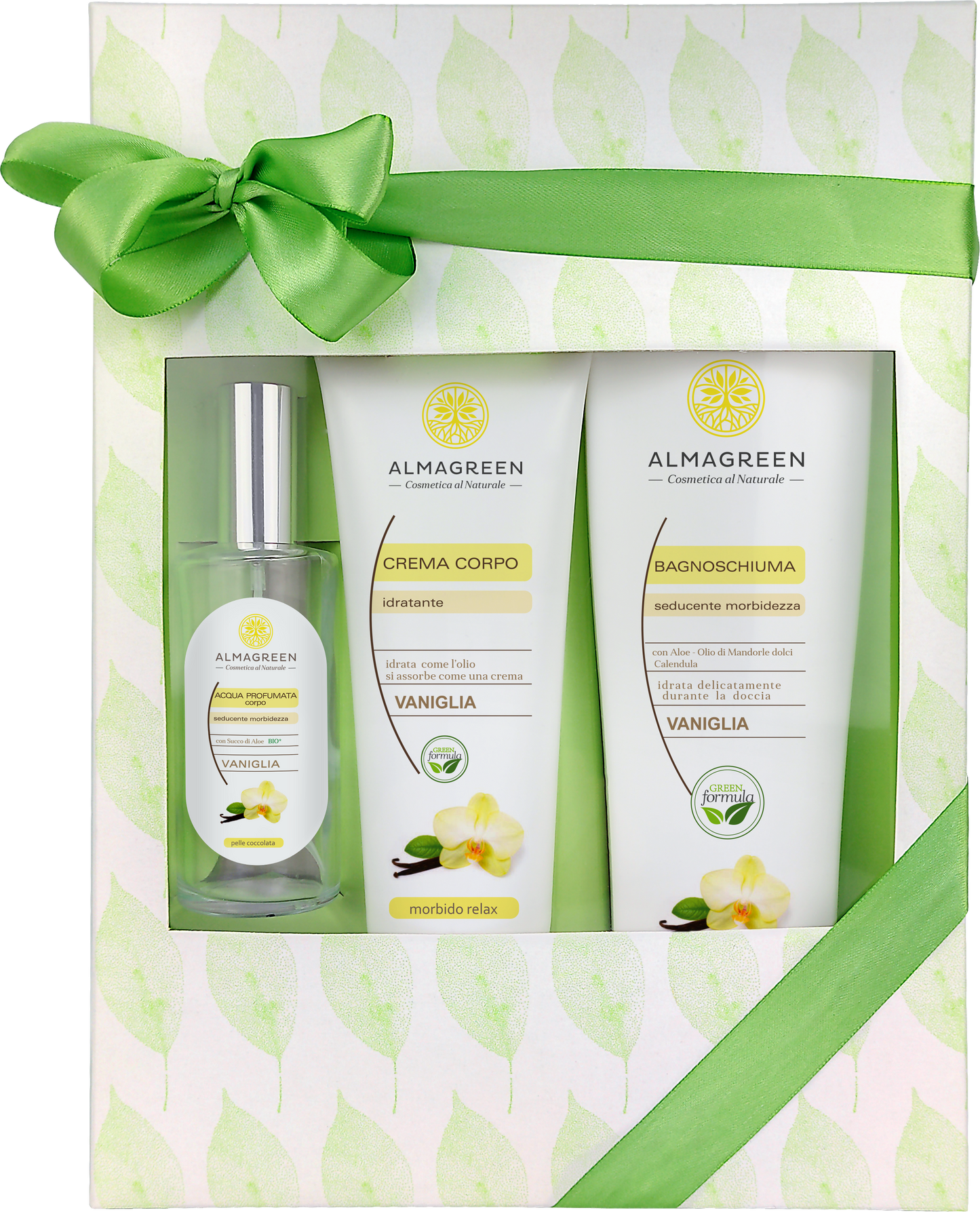 Almagreen - BOX REGALO “VANIGLIA”: BAGNOSCHIUMA, CREMA, ACQUA PROFUMATA