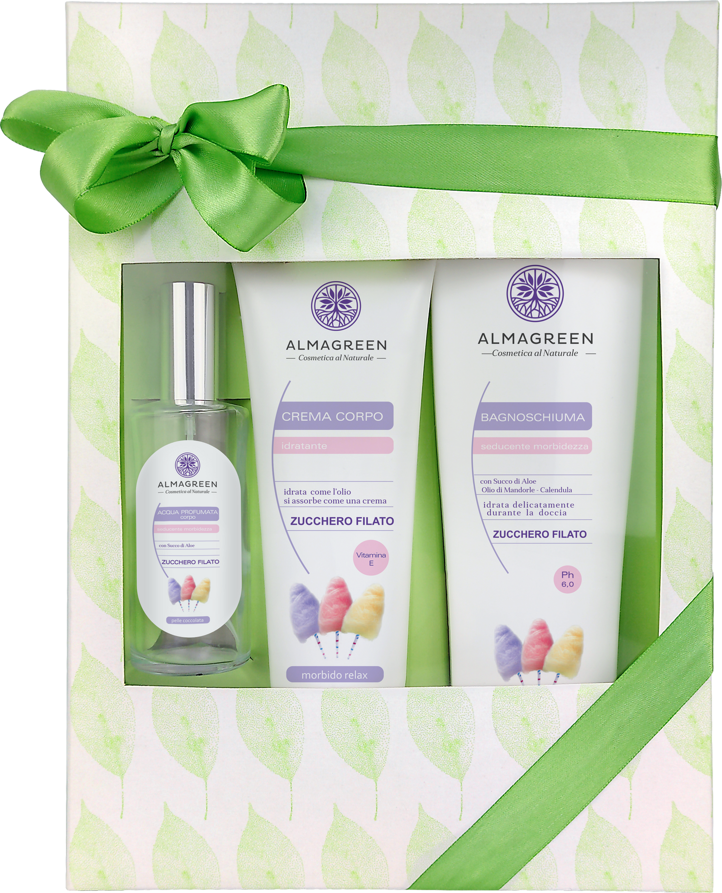 Almagreen - “CANDY FLOSS” GIFT BOX: BATH FOAM, CREAM, SCENTED WATER 