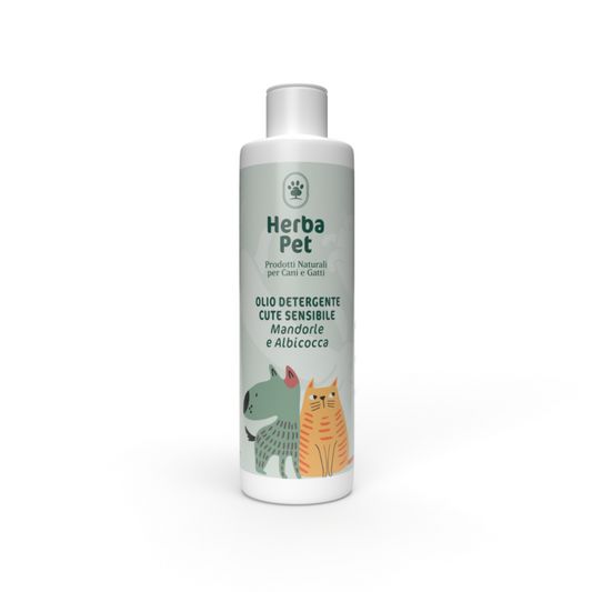 Bioteko Cosmetica - HerbaPet: Cosmetici per Cani e Gatti Olio Detergente Cute Sensibile Mandorle ed Albicocca 200ml