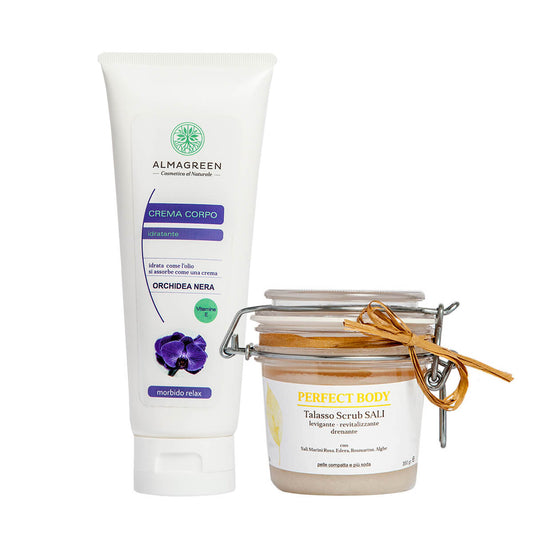 Almagreen - THALASSO BODY KIT SEA SALTS SCRUB AND BLACK ORCHID MOISTURIZING CREAM 