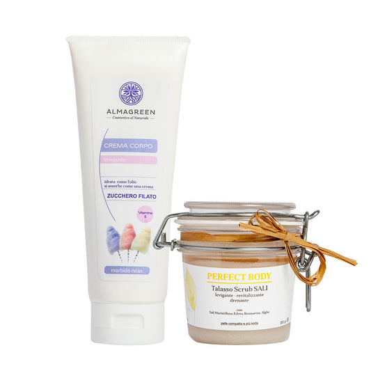 Almagreen - THALASSO BODY KIT SEA SALTS SCRUB AND CANDY FLOSS MOISTURIZING CREAM 