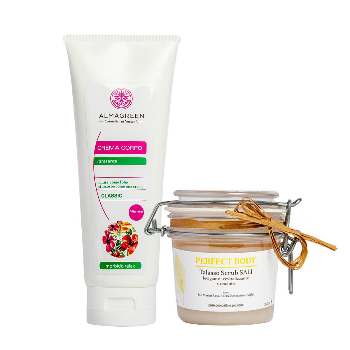 Almagreen - THALASSO BODY KIT SCRUB SEA SALTS AND NATURAL MOISTURIZING CREAM 